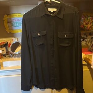 LOFT Charcoal Button-Down Shirt